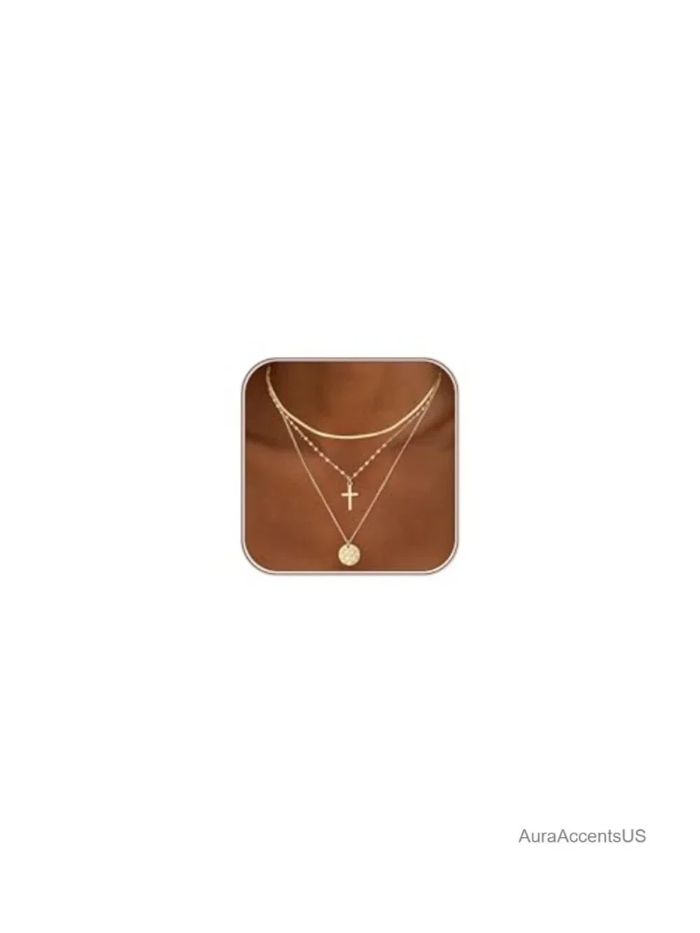 14k Gold Plated Layered Cross Necklace Christian Gift